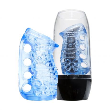 Мастурбатор Fleshlight Fleshskins Grip Blue Ice, надежная фиксация на руке, отлично для пар и минета