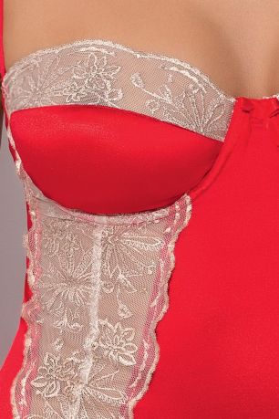 Сорочка приталенная с чашечками LORAINE CHEMISE red L/XL - Passion Exclusive, трусики