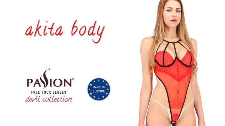 Боди с высоким вырезом бедра AKITA BODY red XXL/XXXL - Passion Exclusive