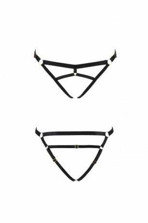 Трусики стринги из стреп KELIS THONG black L/XL - Passion Exclusive