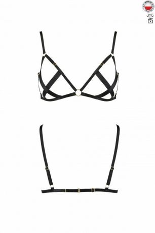 Открытый бюстгальтер-стрепы NICKY BRA black L/XL - Passion Exclusive