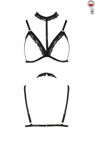 Бюстгальтер-стрепы с чокером SHELLY BRA black L/XL - Passion Exclusive