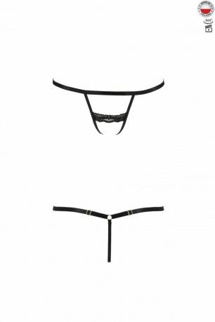 Трусики-стрепы SHELLY THONG black S/M - Passion Exclusive