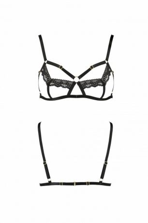 Бюстгальтер-стрепы с кружевом SOLON BRA black L/XL - Passion Exclusive