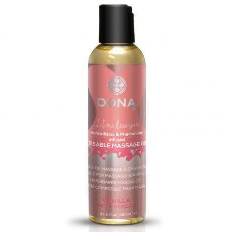 Массажное масло DONA Kissable Massage Oil Vanilla Buttercream (110 мл) можно для оральных ласк