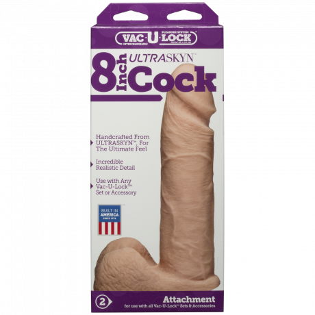 Фаллоимитатор Doc Johnson Vac-U-Lock - 8 Inch ULTRASKYN Cock White, диаметр 5,1см