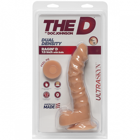 Фаллоимитатор Doc Johnson The D - Ragin D - 7,5 Inch With Balls - ULTRASKYN, диаметр 3,8см