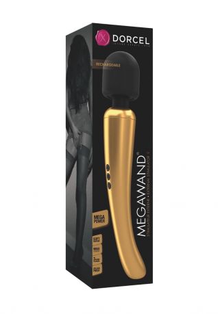 Мощный вибромассажер Dorcel MEGAWAND Gold водонепроницаемый, перезаряжаемый, 160 режимов