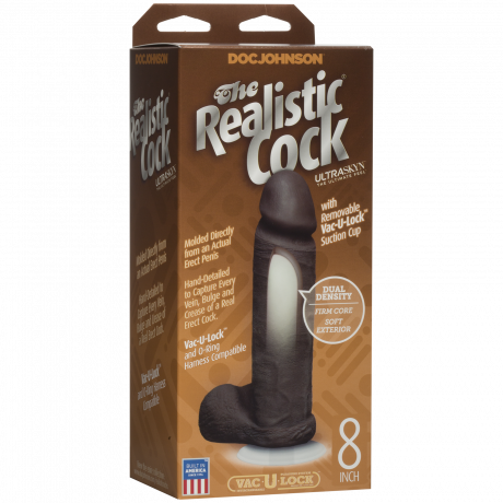 Фаллоимитатор Doc Johnson The Realistic Cock 8 inch Black - ULTRASKYN, Vack-U-Lock, диаметр 5,1см