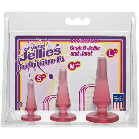 Набор анальных пробок Doc Johnson Crystal Jellies - Pink, макс. диаметр 2см - 3см - 4см