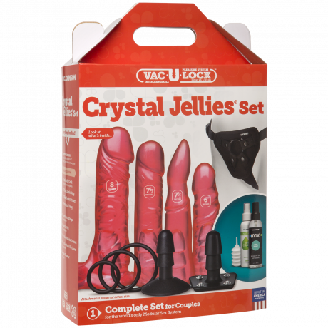 Набор для страпона Doc Johnson Vac-U-Lock Crystal Jellies Set, диаметр 3,8см, 2х4,5см, 5,1см