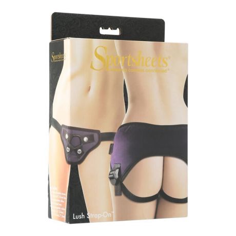 Трусы для страпона Sportsheets - Lush Strap On Purple, широкий бархатистый пояс, очень комфортные