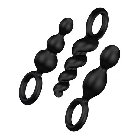 Набор анальных игрушек Satisfyer Plugs black (set of 3) - Booty Call, макс. диаметр 3см