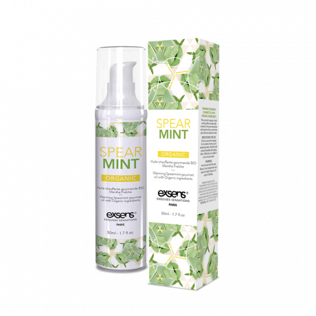 Массажное масло EXSENS Organic Spear Mint 50мл разогревающее, без сахара, без парабенов, съедобное