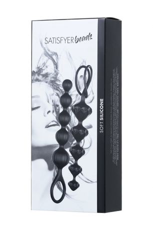 Набор анальных бус Satisfyer Beads Black, силикон, макс. диаметр 3,3см и 3,5см