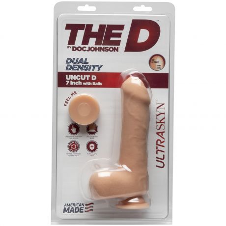 Фаллоимитатор Doc Johnson The D - Uncut D - 7 Inch With Balls ULTRASKYN, диаметр 4,5см, необрезанный