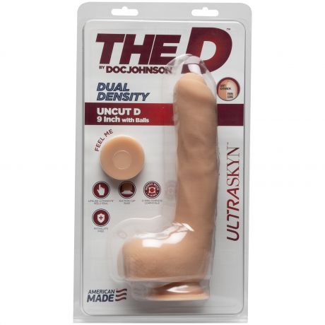 Фаллоимитатор Doc Johnson The D - Uncut D - 9 Inch With Balls ULTRASKYN, диаметр 4,5см, необрезанный