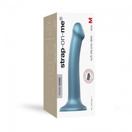 Насадка для страпона Strap-On-Me Mono Density Dildo Blue M, диам. 3,3см, однослойный силикон, гибкий