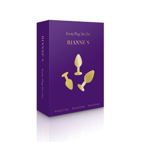 Набор анальных пробок с кристаллом Rianne S: Booty Plug Set Purple, диаметр 2,7см, 3,5см, 4,1см