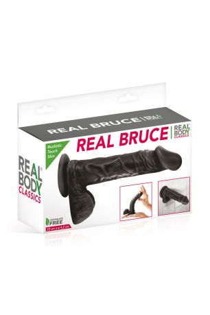 Фаллоимитатор на присоске Real Body - Real Bruce Black, TPE, диаметр 4,2см