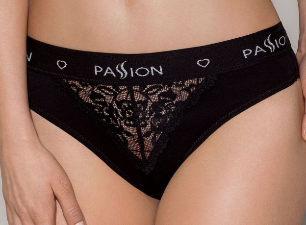 Трусики с широкой резинкой и кружевом Passion PS001 PANTIES black, size XL