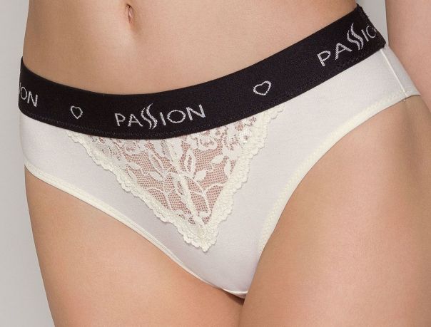 Трусики с широкой резинкой и кружевом Passion PS001 PANTIES ecru, size XL