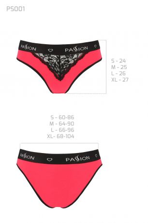 Трусики с широкой резинкой и кружевом Passion PS001 PANTIES red/black, size L