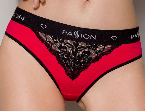 Трусики с широкой резинкой и кружевом Passion PS001 PANTIES red/black, size S