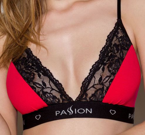 Эластичный топ с кружевом Passion PS001 TOP red-black, size L