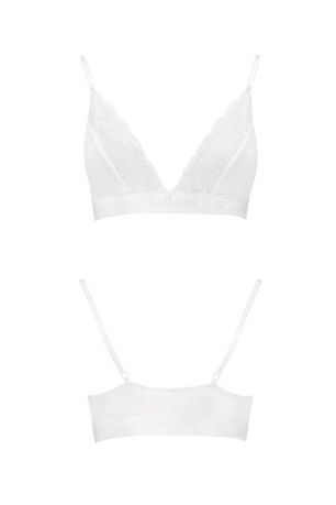 Эластичный топ с кружевом Passion PS001 TOP white, size L