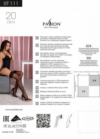 Черные чулки с эффектом тату Pasion ST111 nero 5 (20 den)