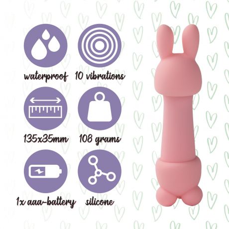 Мини-вибратор FeelzToys Mister Bunny Pink с двумя насадками