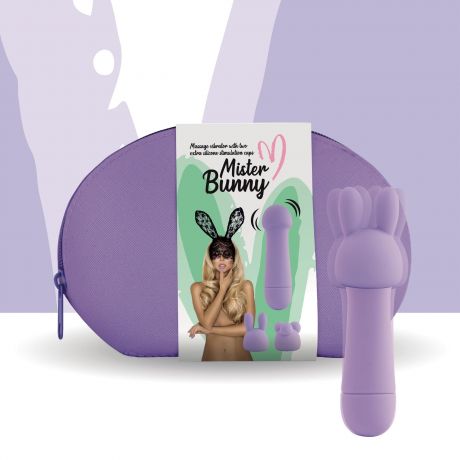 Мини-вибратор FeelzToys Mister Bunny Purple с двумя насадками