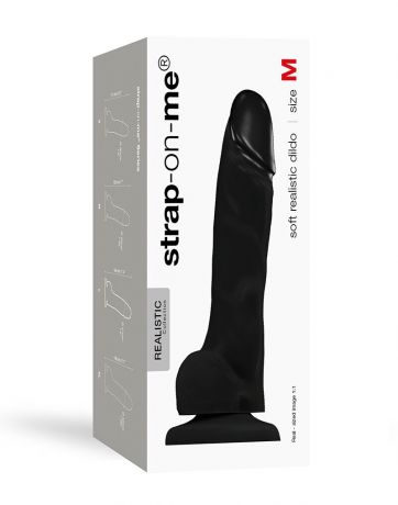 Реалистичный фаллоимитатор Strap-On-Me SOFT REALISTIC DILDO Black - Size M