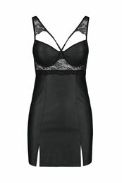 Бэби-долл из эко-кожи и кружева Loona Chemise black L/XL - Passion