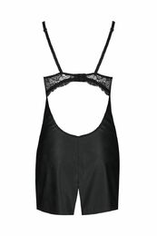 Бэби-долл из эко-кожи и кружева Loona Chemise black S/M - Passion