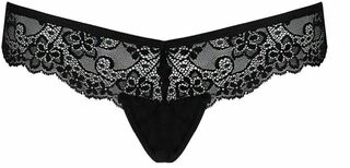 Кружевные трусики-танга с атласным бантиком Naja Thong black L/XL - Passion