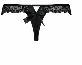 Кружевные трусики-танга с атласным бантиком Naja Thong black L/XL - Passion