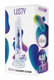 Прозрачный фаллоимитатор Alive Jelly Dildo Lusty, ТПЕ, присоска, диаметр 3,2см, длина 18см