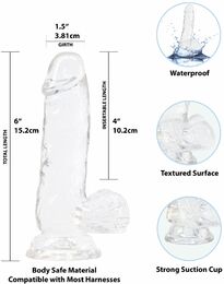 Фаллоимитатор ADDICTION - Crystal Clear Dildo with Balls - 6"