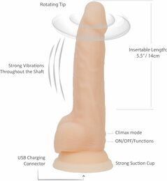 Фаллоимитатор ADDICTION - Naked - 8" Rotating & Vibrating Dildo with Remote – Vanilla