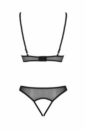 Комплект Passion Christa Set black L/XL: браллет с ажурным лифом и открытыми трусиками