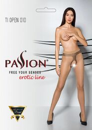 Телесные колготки с открытым доступом Passion TIOPEN 010 beige 1/2 (20 den), контрастная линия