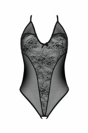 Боди Passion Ursula Body black L/XL, с ажурным декором и открытым шагом