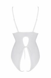 Боди Passion Ursula Body white S/M, с ажурным декором и открытым шагом