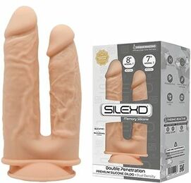 Фаллоимитатор двойной SilexD Double Gusto Flesh (Model 1 size 8" & 7"), двухслойный, силикон + Silex