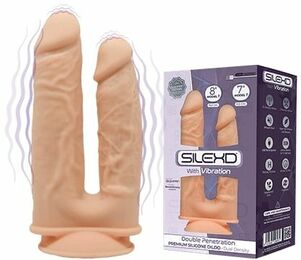 Фаллоимитатор двойной с вибрацией SilexD Double Gusto Flesh Motor (Model 1 size 8" & 7"), двухслойны