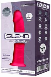 Фаллоимитатор с вибрацией SilexD Henry Vibro Pink (MODEL 2 size 7in), двухслойный, диаметр 4,4 см