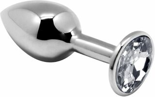 Металлическая анальная пробка с кристаллом Alive Mini Metal Butt Plug White M