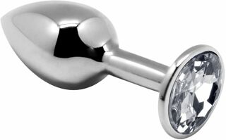 Металлическая анальная пробка с кристаллом Alive Mini Metal Butt Plug White L